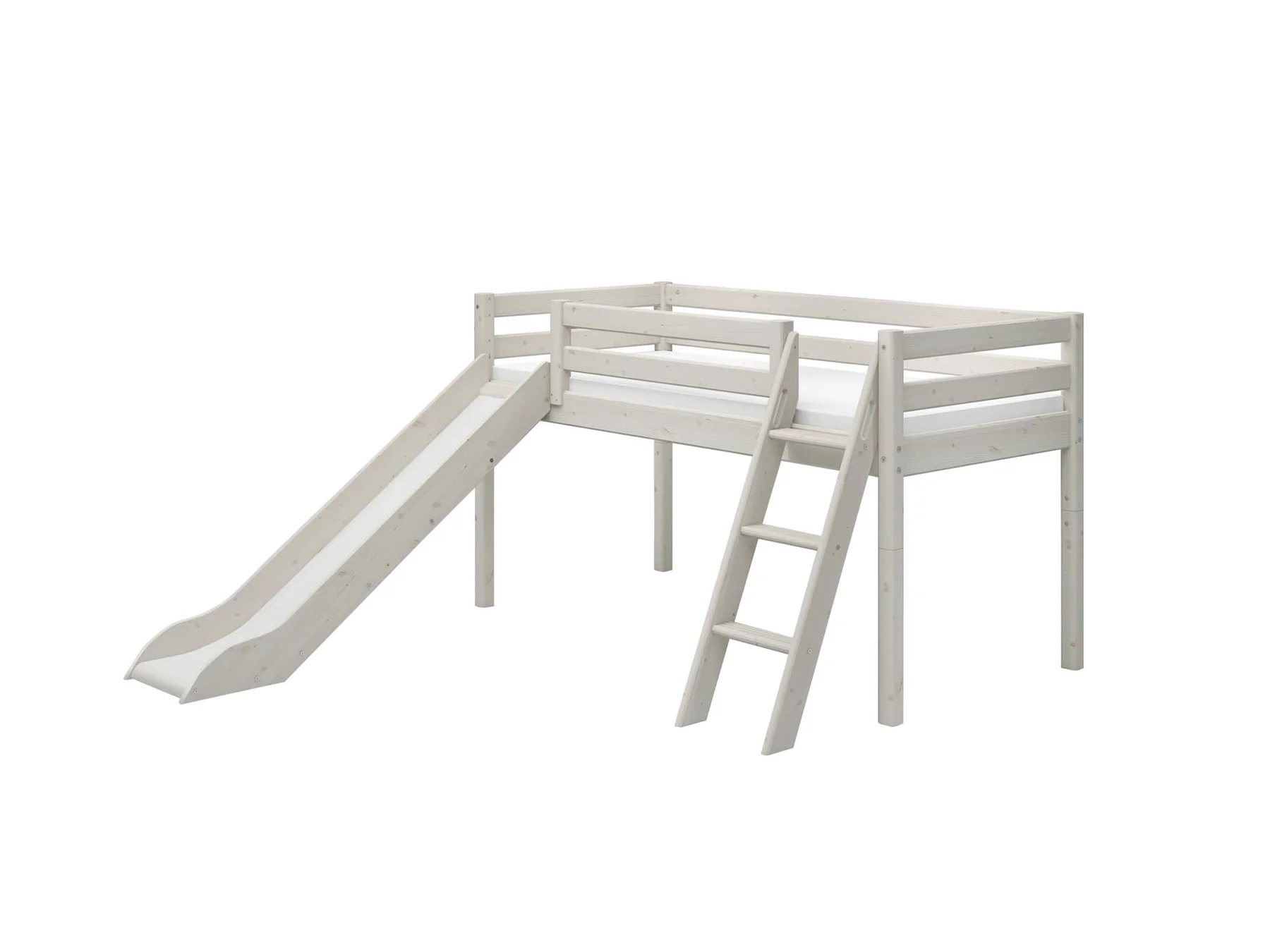 Flexa, lav loftsseng med sklie 90x200 cm Classic, hvit - Bilde 2