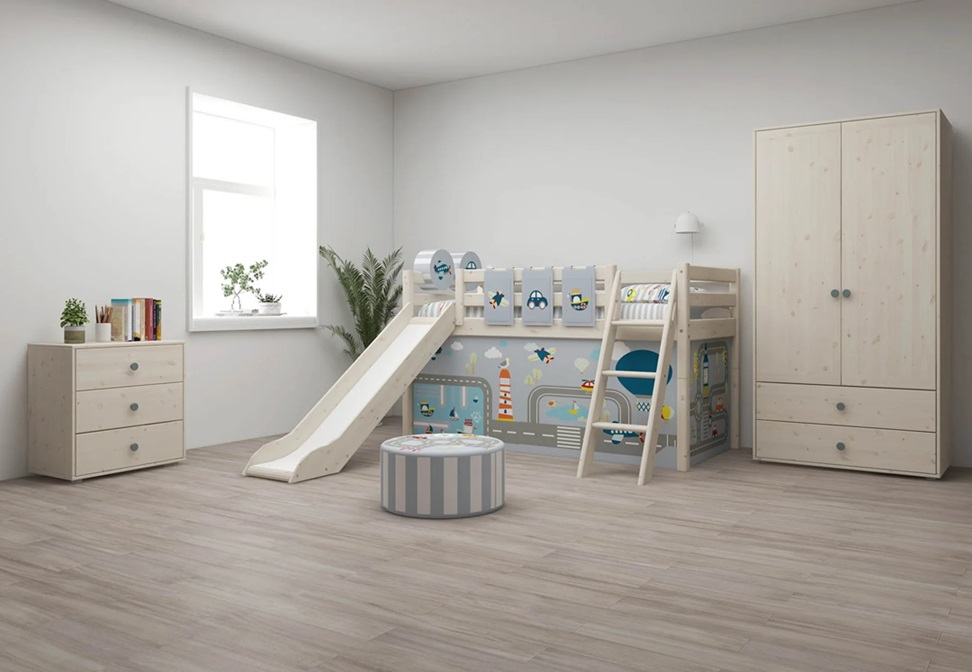 Flexa, lav loftsseng med sklie 90x200 cm Classic, hvit - Bilde 4