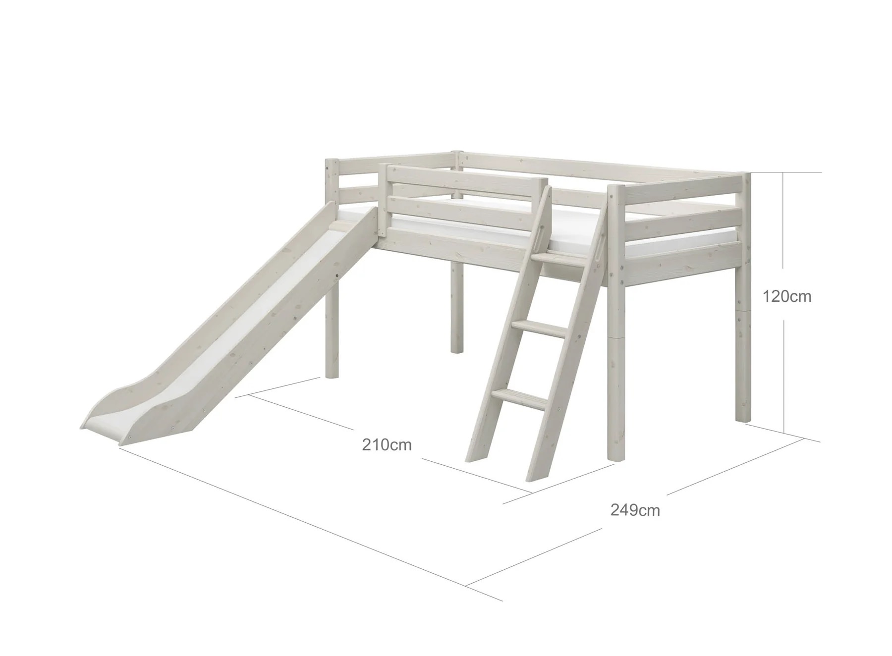 Flexa, lav loftsseng med sklie 90x200 cm Classic, hvit - Bilde 9