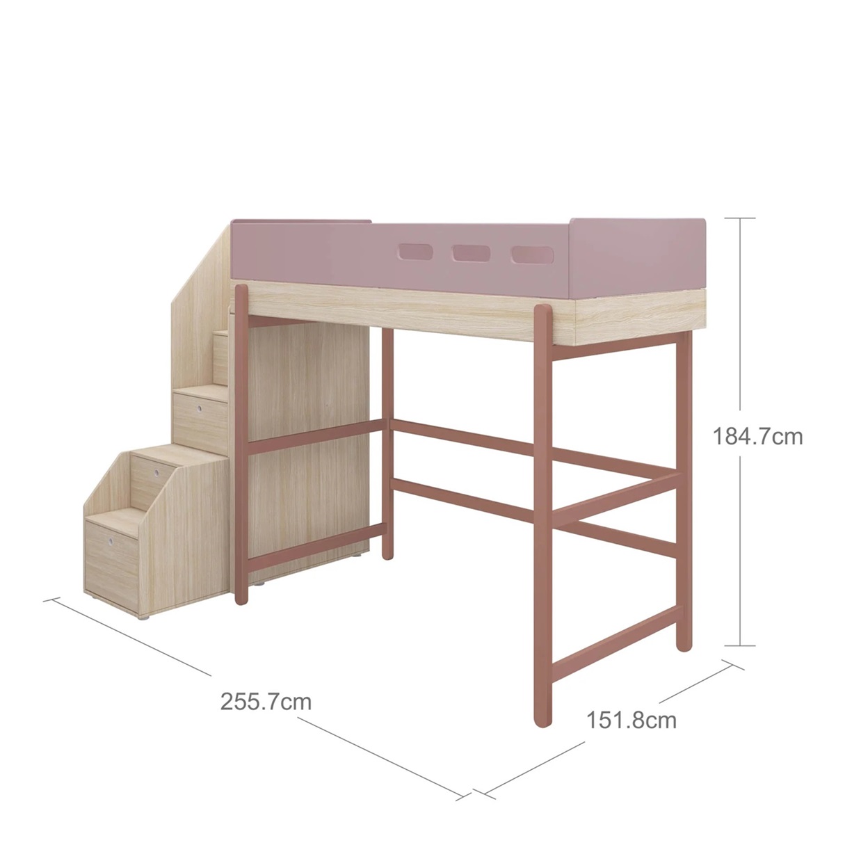 Flexa, høy hems med trapp 90x200 cm Popsicle, cherry oak - Bilde 9