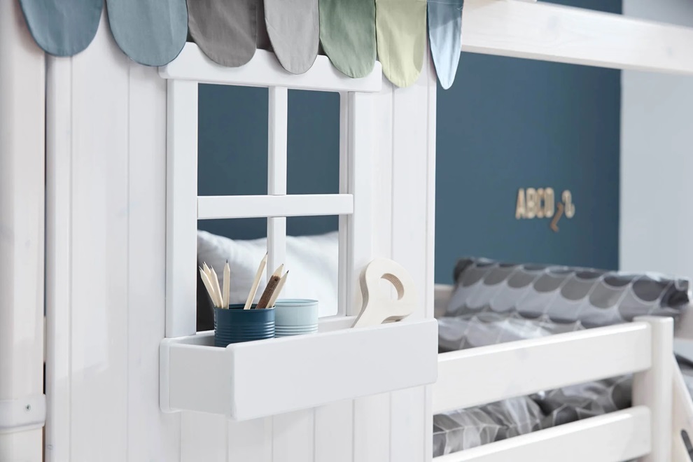 Flexa, lav loftsseng husseng 90x200 cm Classic Half House, hvit - Bilde 4
