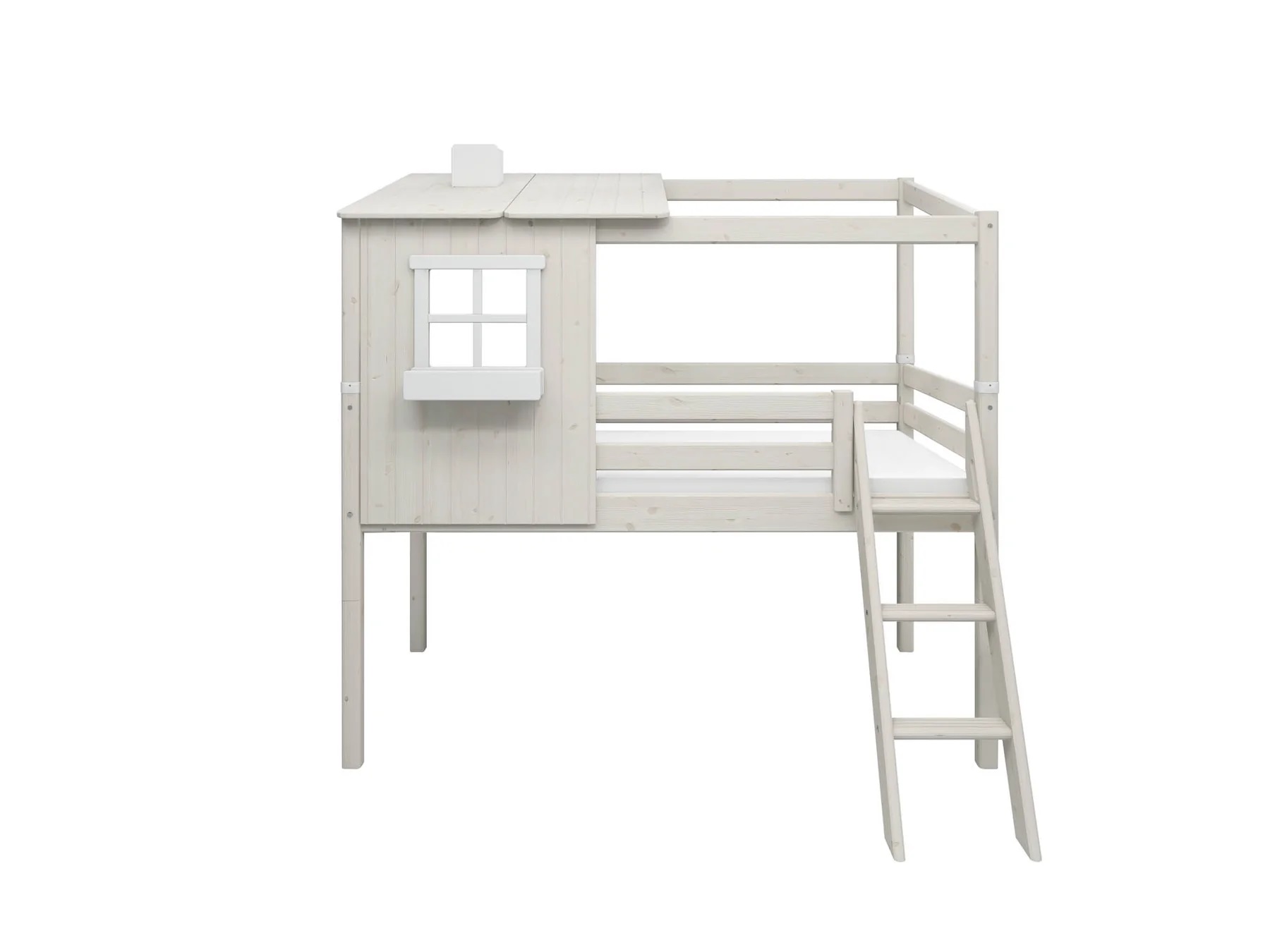 Flexa, lav loftsseng husseng 90x200 cm Classic Half House, hvit - Bilde 7