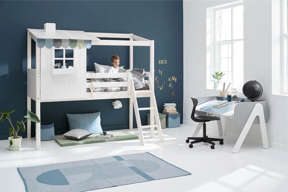 Flexa, lav loftsseng husseng 90x200 cm Classic Half House, hvit - Bilde 2