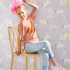 Majvillan, tapet til barnerommet True unicorns, lilla