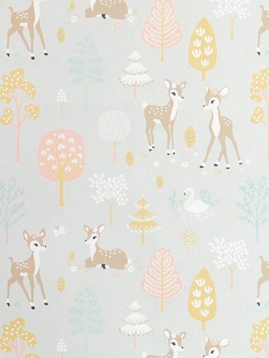 Majvillan, tapet til barnerommet Golden woods, soft grey