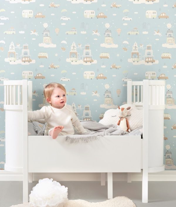 Majvillan, tapet til barnerommet Above the clouds, soft blue