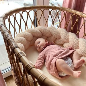Sengehest flettet boucle - Ecru