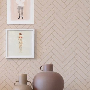 Majvillan, tapet til barnerommet Herringbone, sandy beige