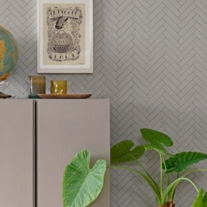 Majvillan, tapet til barnerommet Herringbone, greige blue