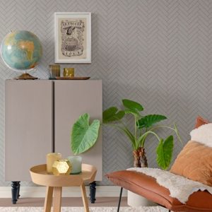 Majvillan, tapet til barnerommet Herringbone, greige blue