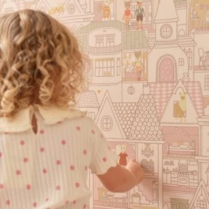 Majvillan, tapet til barnerommet Dollhouse, sunny pink