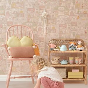 Majvillan, tapet til barnerommet Dollhouse, sunny pink