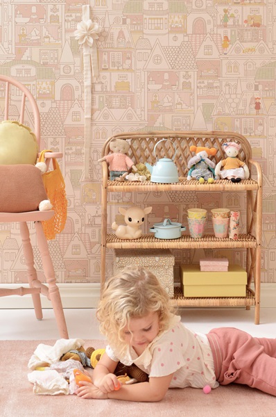 Majvillan, tapet til barnerommet Dollhouse, sunny pink - Bilde 6