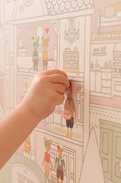 Majvillan, tapet til barnerommet Dollhouse, sunny pink - Bilde 4