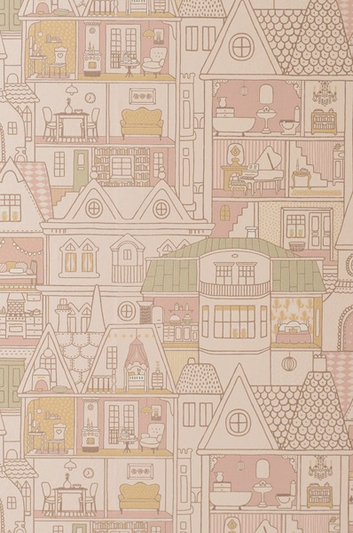 Majvillan, tapet til barnerommet Dollhouse, sunny pink - Bilde 8