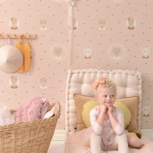 Majvillan, tapet til barnerommet Hearts, dusty warm pink