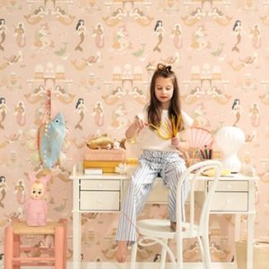 Majvillan, tapet til barnerommet Mermaid reef, sweet pink