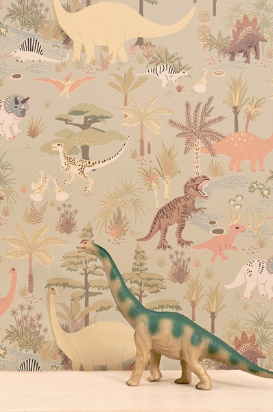 Majvillan, tapet til barnerommet Dinosaur vibes, soft green