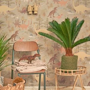 Majvillan, tapet til barnerommet Dinosaur vibes, soft green