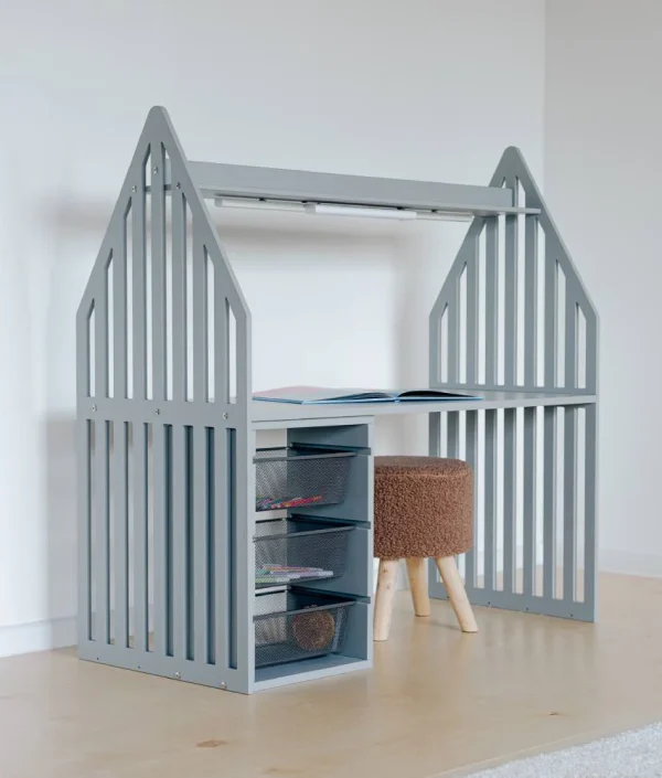 Duck Woodworks, grått skrivebord , STRIPED